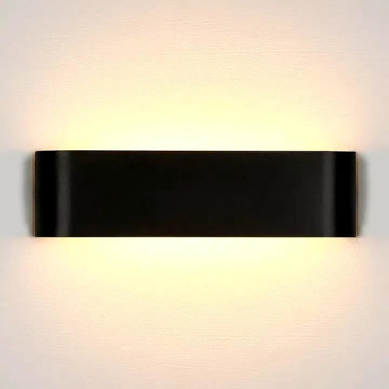 16W Lampada Da Parete Interno LED, Applique Da Parete Nero, Illuminazione Moderna per Camera Soggiorno, Allumialdonio Puro Con Luce IP44, Bianco Caldo, 30Cm
