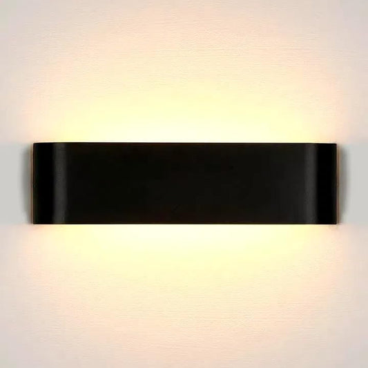 16W Lampada Da Parete Interno LED, Applique Da Parete Nero, Illuminazione Moderna per Camera Soggiorno, Allumialdonio Puro Con Luce IP44, Bianco Caldo, 30Cm