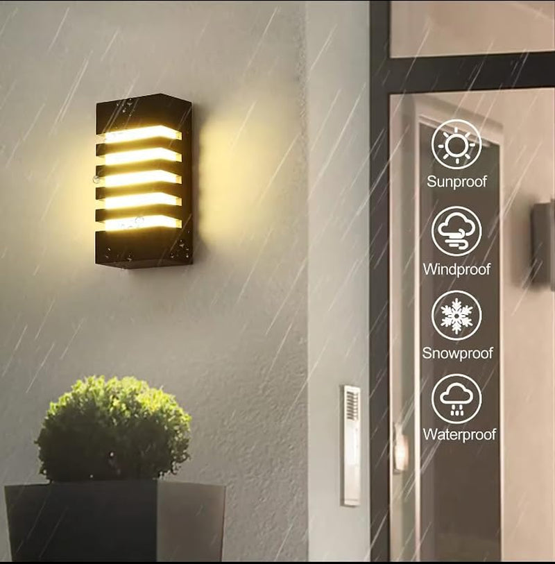 Applique Esterno, 18W Lampada Moderno Esterno Parete, IP65 Impermeabile LED Interno/Esterni Illuminazione Parete, Nero Lampada Da Parete Luce Calda 3000K per Balcone, Giardino, Garage