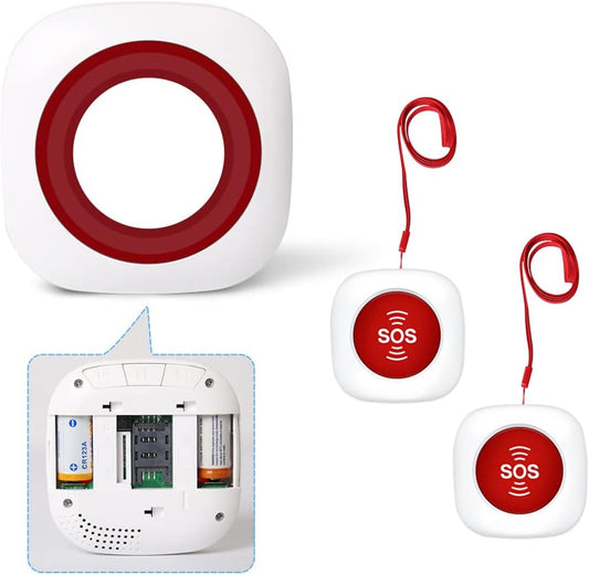 GSM Smart Wireless Pager Pulsante Di Chiamata Allarme SOS Sistema Di Emergenza Chiamata Infermiera Segnale Acustico Home Alert Security (1 Ricevitore + 2 SOS Trasmettitore)