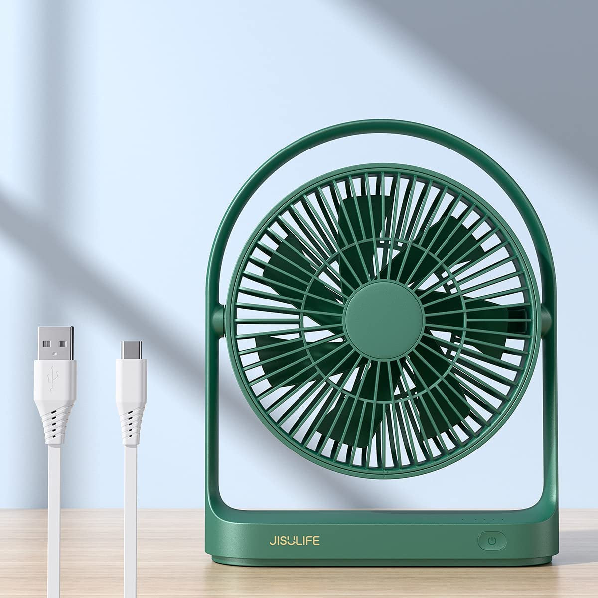 Ventilatore Da Scrivania, Piccolo Ventilatore Da Tavolo Alimentato Da USB Con 4 Velocità, Funzionamento Silenzioso Ventilatore Da Tavolo Portatile Con Design Unico per La Casa-Ufficio-Verde