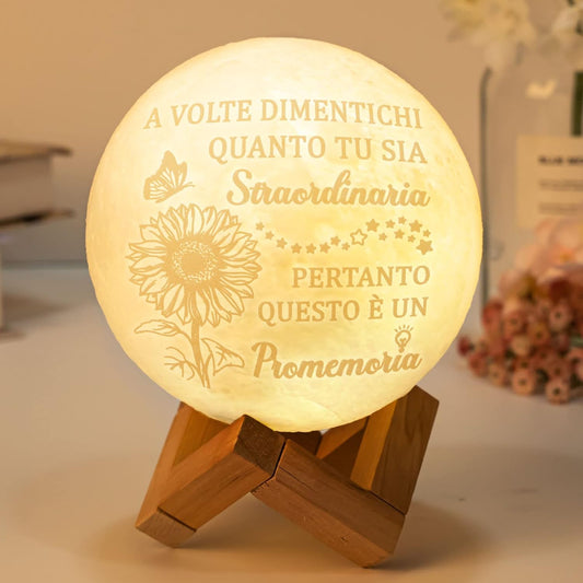 Regalo Donna, Regalo Amica Compleanno, Regalo Donna Compleanno - Inspiranti 3D Incisione Lampada Luna, Regali D'Ispirazione per Donne, Amiche, Fidanzate, Sorella.