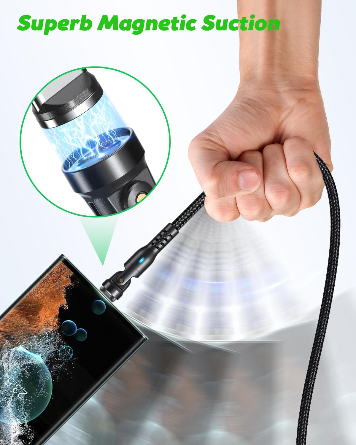 Cavo Di Ricarica Magnetico 100W [1.8M/1.8M], 9 Pin Caricabatterie Magnetico Di Ricarica Rapida PD3.0 QC 4.0/4.0+ USB C Cavo Magnetico 20V/5A Cavo Dati Magnetico Compatibile Con Smartphone Tablet