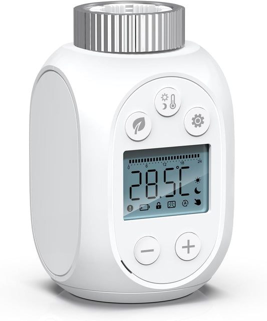 Termostato per Termosifone Programmabile Individualmente, per Risparmiare Sui Costi Di Riscaldamento, Termostato Riscaldamento Da 5 a 30 °C, Bianco