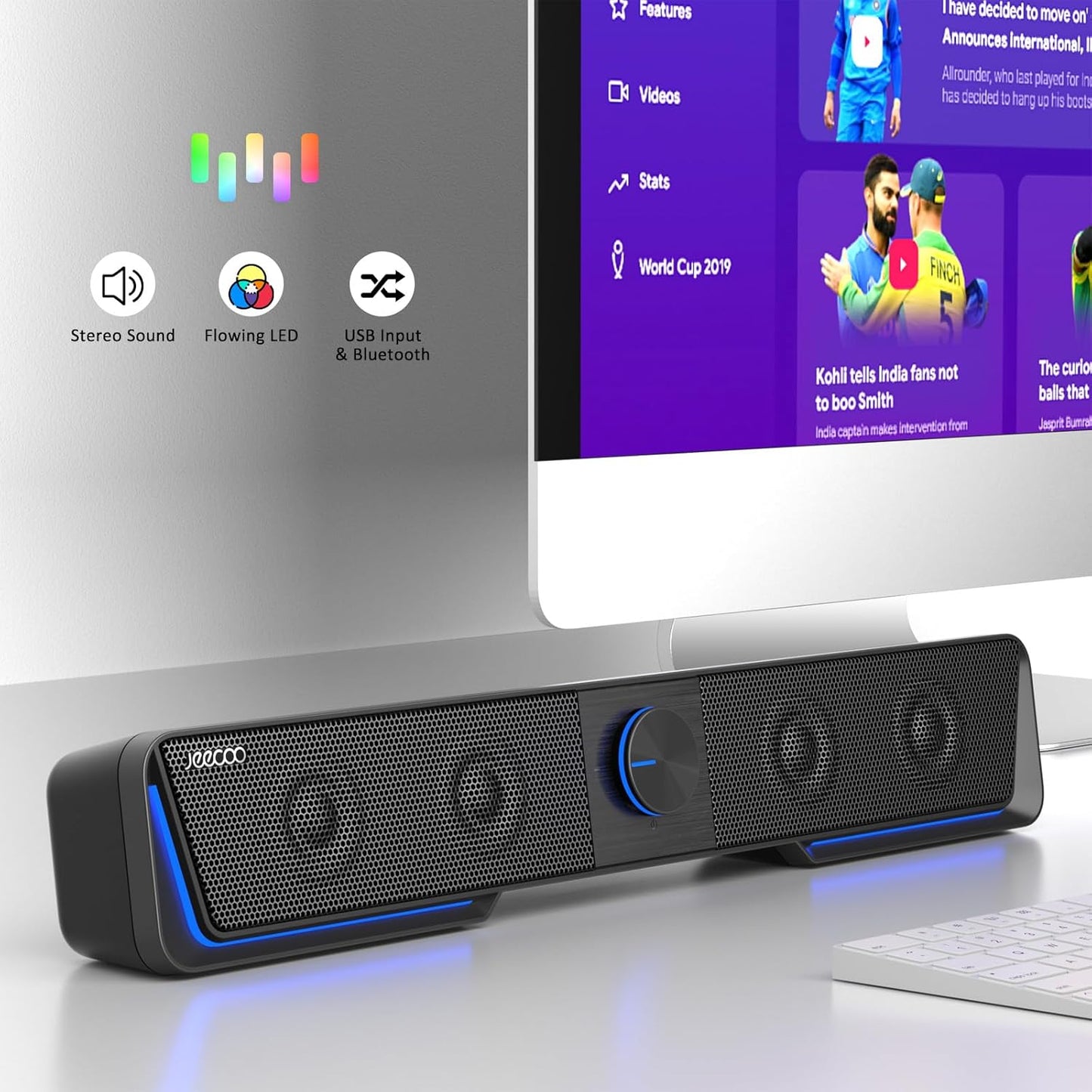 A40 Altoparlanti Pc,Altoparlante per Computer 2.0 Alimentazione USB Casse PC Stereo Sound Altoparlante Bluetooth per Giochi per Pc,Computer,Desktop(No Jack Da 3,5 Mm)