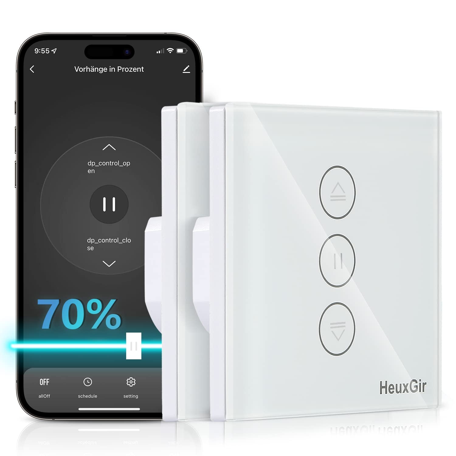 Interruttore per Tapparelle Wlan per Cento, Alexa WLAN, Interruttore per Tapparelle Con App Controllabile E Funzione Timer, Interruttore a LED Intelligente Compatibile Con Echo Alexa/Google