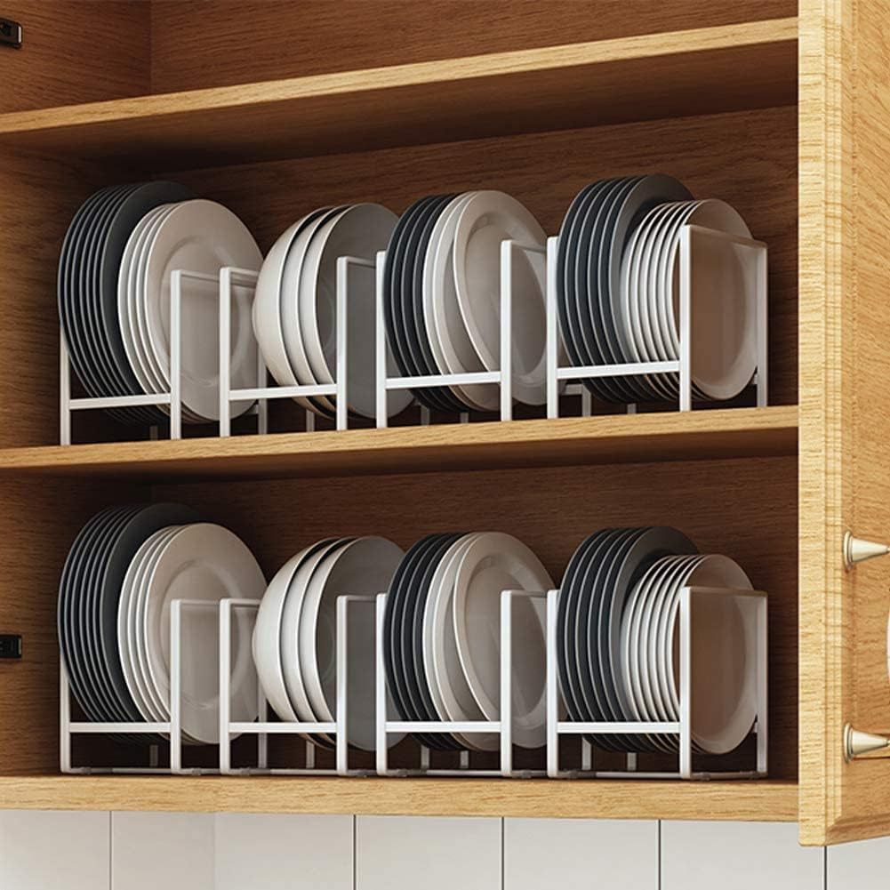 2 Supporti per Piatti, Organizer Da Cucina, Organizer per Stoviglie, in Metallo, Grigio