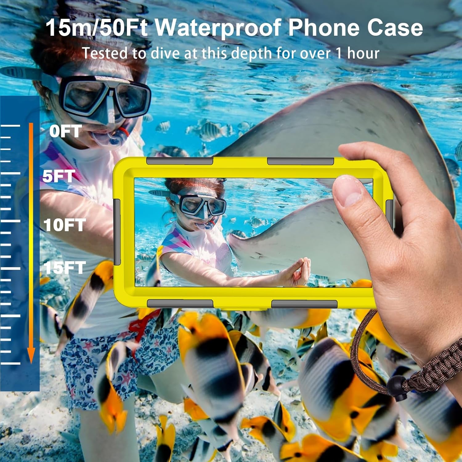 Custodia Impermeabile IPX8 Impermeabile Profonda 15 M Universale Immersioni Professionali per Cellulare Subacqueo Custodia per Iphone Samsung Huawei Xiaomi