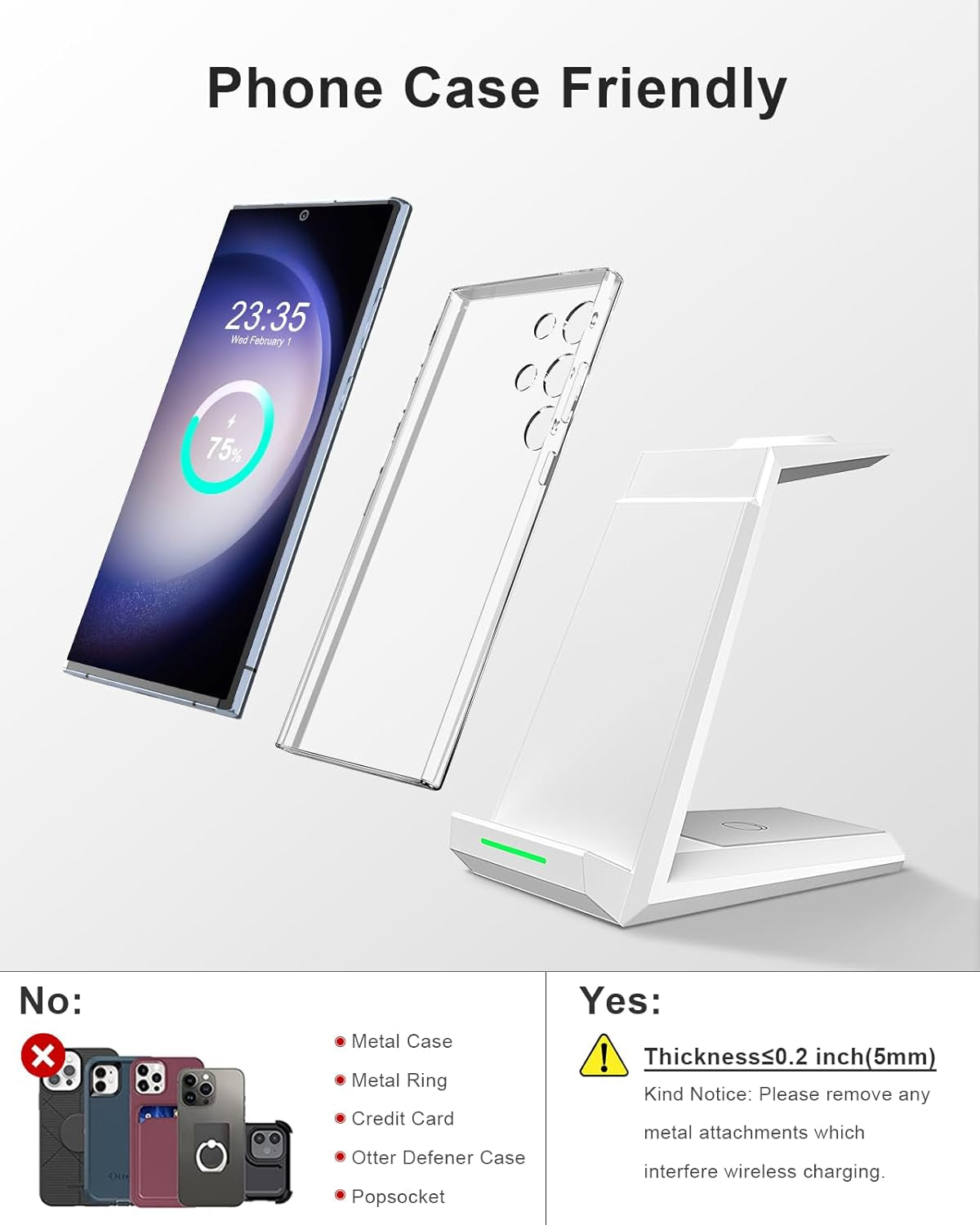 AD - Caricatore Senza Fili 3 in 1, Compatibile Con Galaxy Watch 6/5/5 Pro/4/3/Active 2, per Samsung S24 S23 S22 Ultra S21 Note 20 Galaxy Buds (Bianco1)