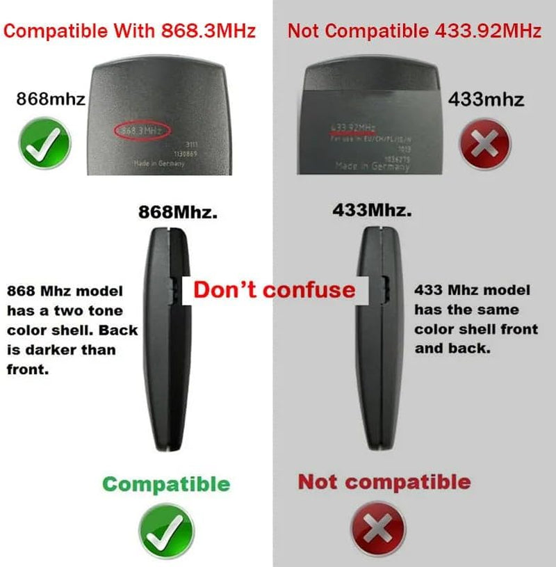868,3 Mhz Apriporta Garage, Telecomando Compatibile Con 868 Mhz Marantec Digital 302, 384, 304, 313, 321, 323, 131 868, Trasmettitore Manuale 2 Pezzi