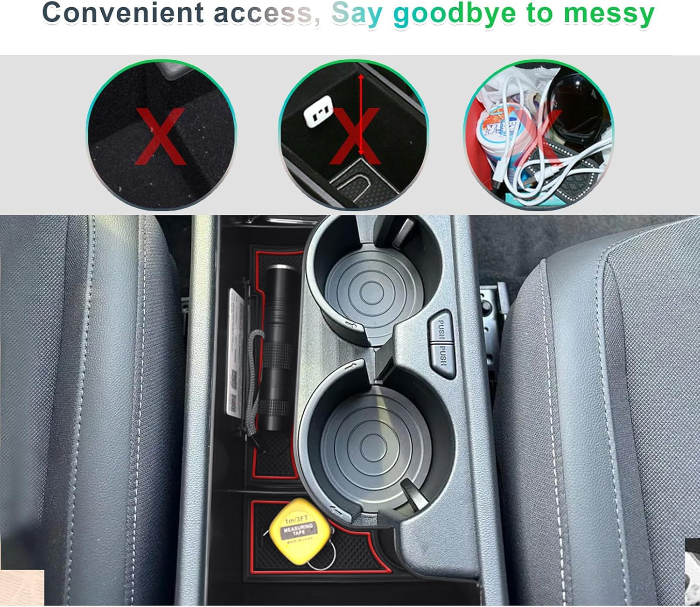 Hyunda-I Kona SX2 2024 2025 (Elettronico Automatico)[Benzina] Contenitore Portaoggetti Console Centrale, Organizer Accanto Al Portabicchieri, Compatibile Con Accessori Hyundai Kona 2024 (Rosso)