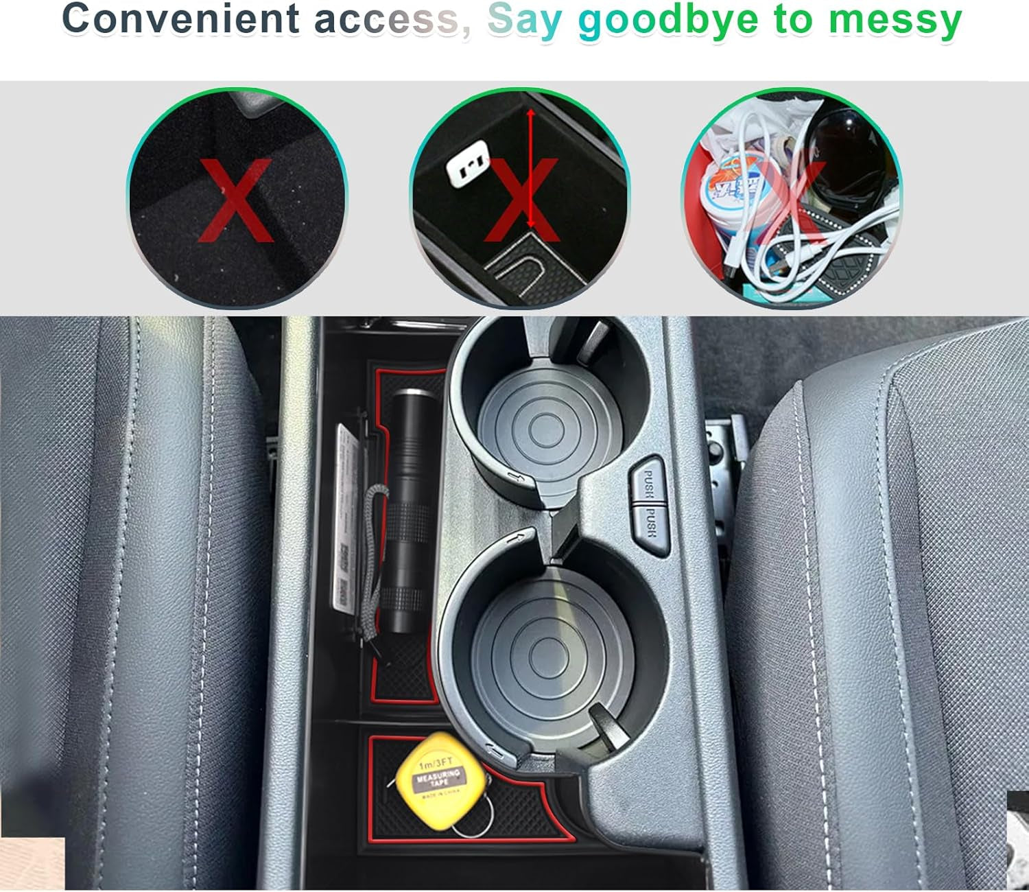 Hyunda-I Kona SX2 2024 2025 (Elettronico Automatico)[Benzina] Contenitore Portaoggetti Console Centrale, Organizer Accanto Al Portabicchieri, Compatibile Con Accessori Hyundai Kona 2024 (Rosso)