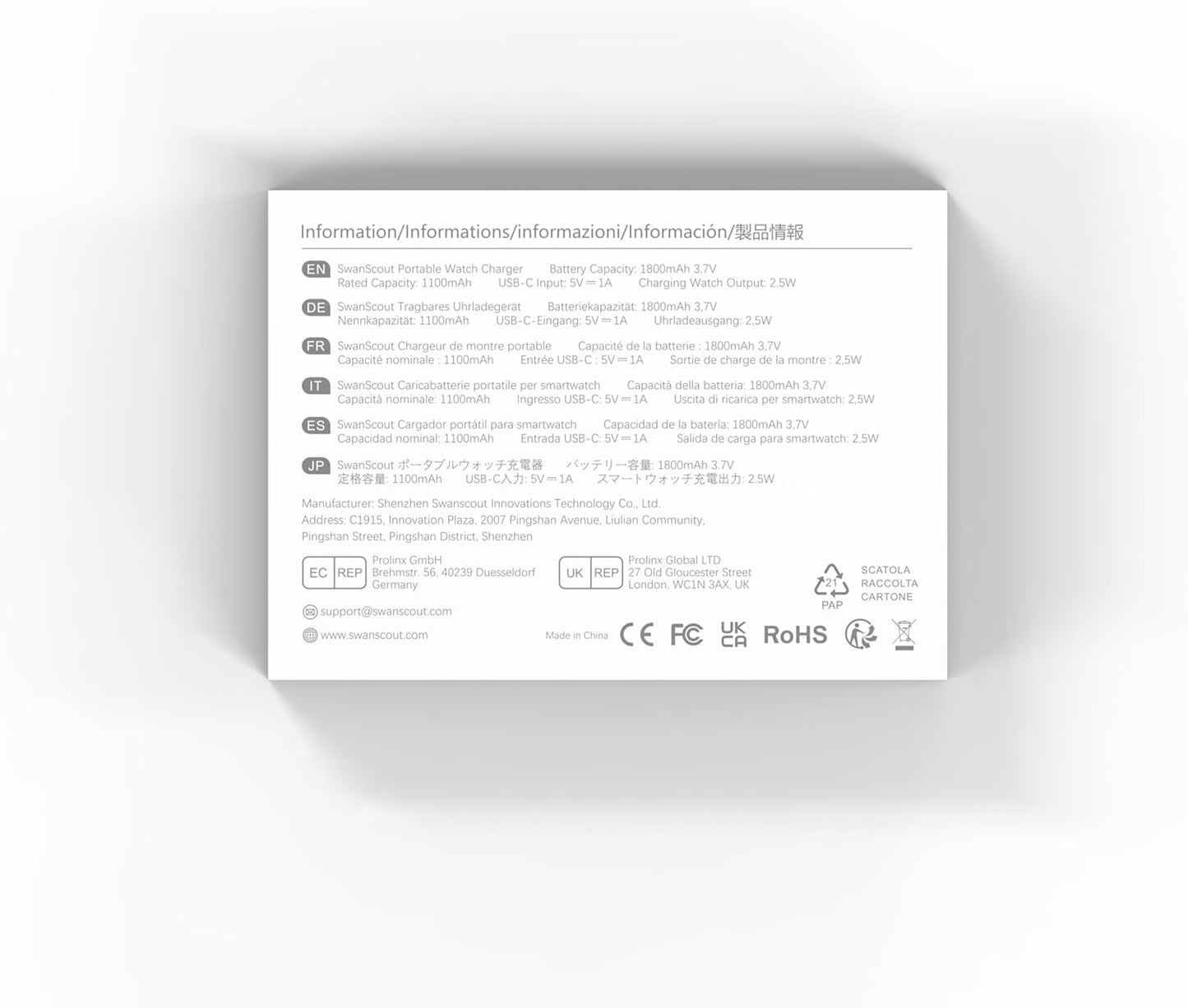 Caricatore Portatile per Samsung Watch 7, 1800Mah Caricatore Wireless per Galaxy Watch Ultra/7/6/6 Classic/5/5 Pro/4/3/Active 2,  303S