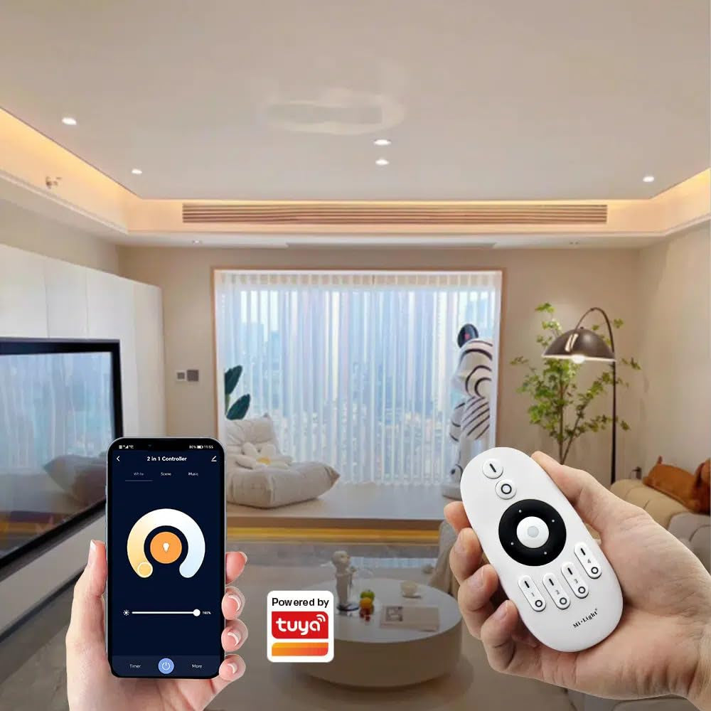 ®, Miboxer 2 in 1 LED Strip Controller (Wifi+2.4G) Doppio Bianco E Singolo Colore, Tuya Smart Voice Control Bluetooth 4.2, E2-WR