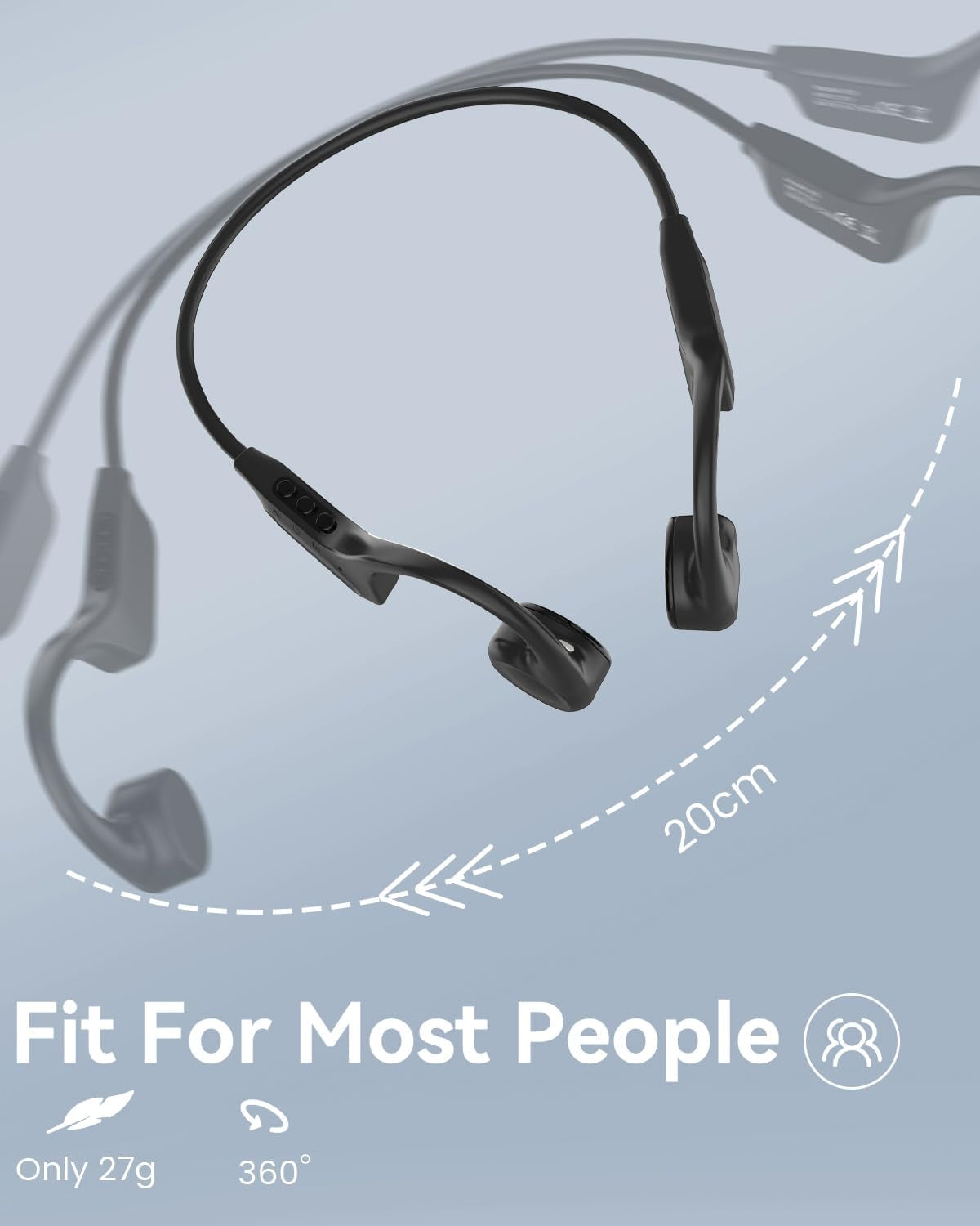 Cuffie Conduzione Ossea, Cuffie Conduzione Ossea Bluetooth 5.3, Auricolari Conduzione Ossea Di Tipo C, Impermeabili IPX6, per Jogging, Ciclismo