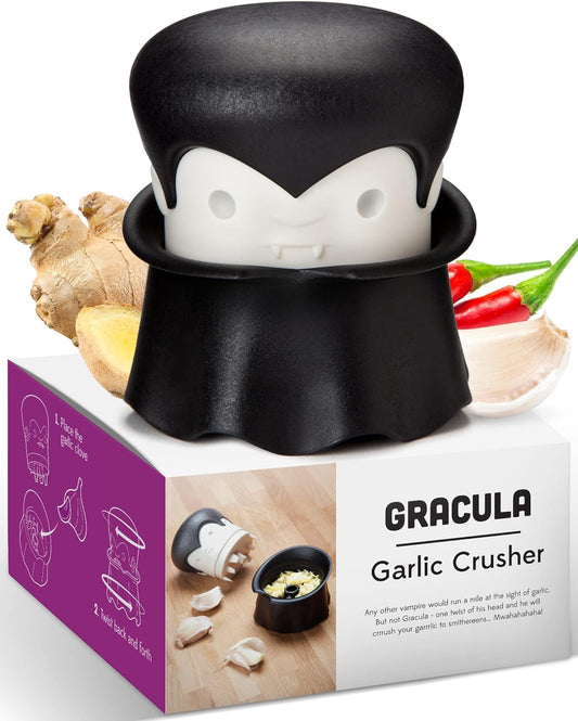 Gracula - Trita, Pela & Schiaccia Aglio Professionale - Trita Aglio Manuale Con Coperchio Girevole, Facile Da Usare - Senza BPA, Facile Da Pulire E Lavabile in Lavastoviglie