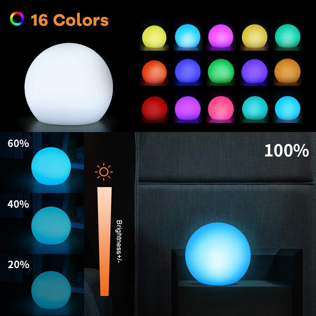 Lampada a Sfera a LED, Impermeabile, Galleggiante per Piscina, 16 RGB, Batteria Sostituibile, Impermeabile IP65, Decorazione per Piscina, 15 Cm, 16 Colori