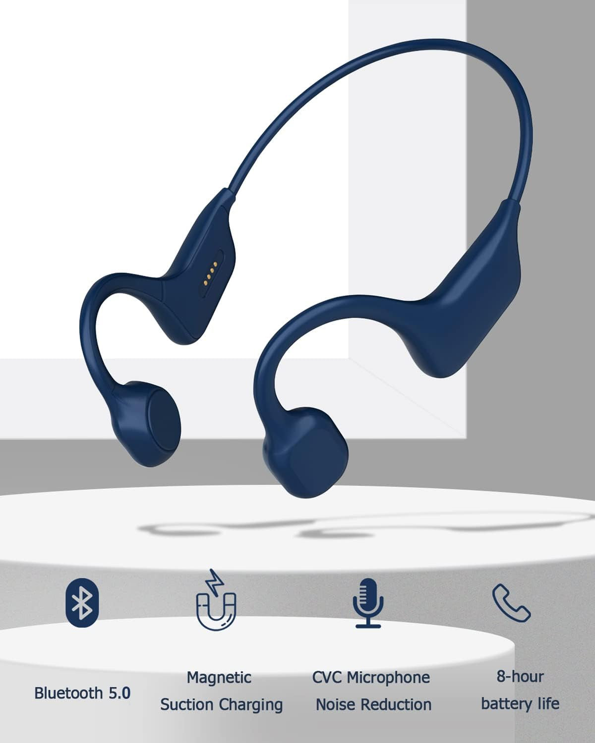 Cuffie Conduzione Ossea Open Ear Auricolari Bluetooth 5.0 Wireless IPX7 Sport Impermeabili E Antisudore Adatte per Corsa Ciclismo Fitness Ufficio