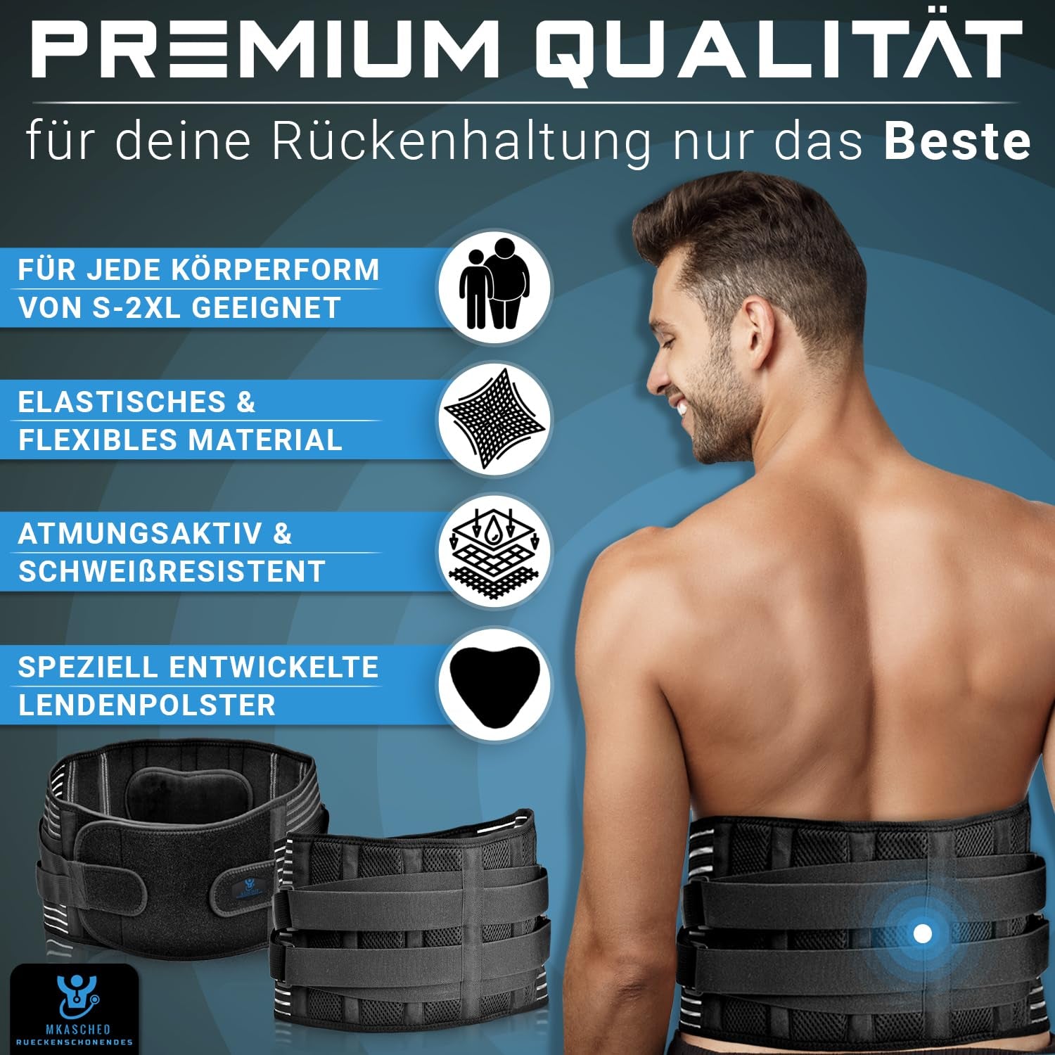 Cintura Di Supporto per La Schiena, Nero + Cuscino Extra Lombare (L)