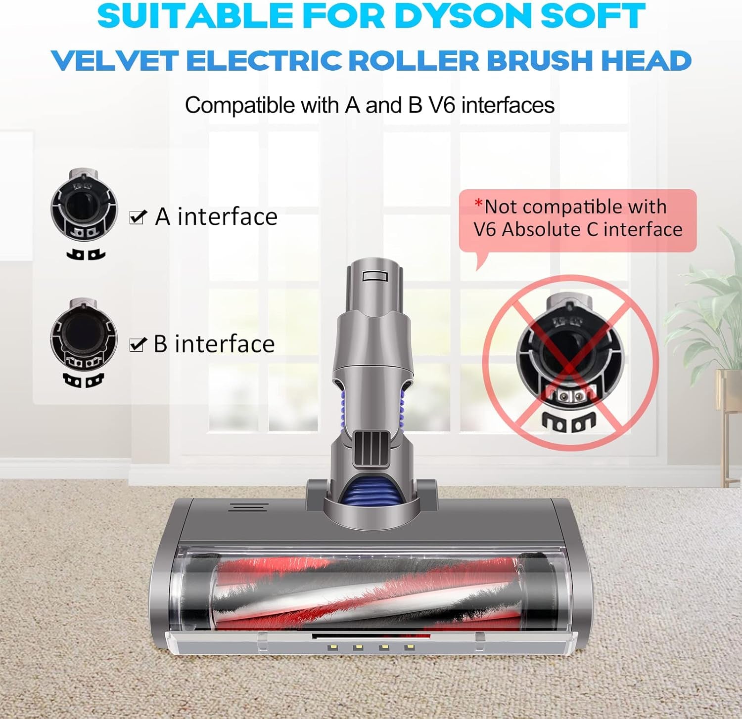 Testina per Aspirapolvere Compatibile Con Dyson V6, V6 Absolute, V6 Animal Fluffy, V6 Trigger, V6 Motorized Floor Serie Di Aspirapolvere