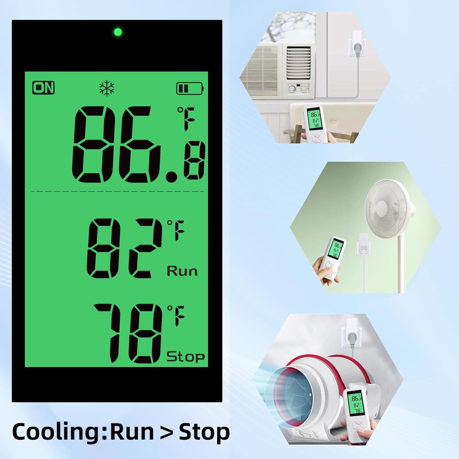 WTC100 Presa Senza Fili Controllata Dalla Temperatura, Uscita Del Termostato Digitale Con Telecomando, Riscaldamento E Raffreddamento per Condizionatori, Termostato Da 15 A