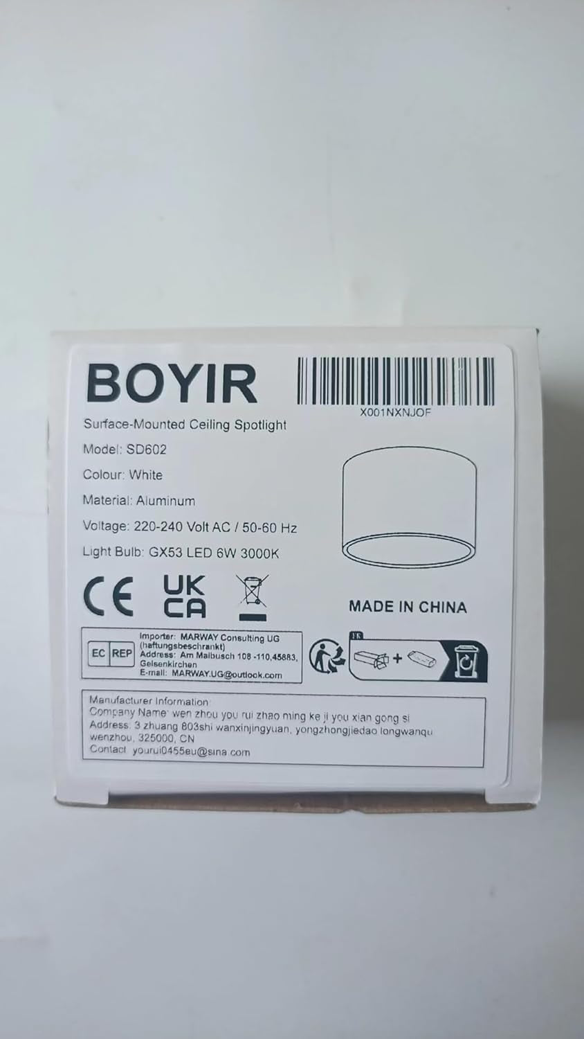 BOYIR Faretto LED da soffitto a plafone piatto LED GX53 6W 230V plafoniera bianco bianco caldo 3000K faretto a plafone faretto rotondo a plafone in alluminio faretti a soffitto Ø84X50mm