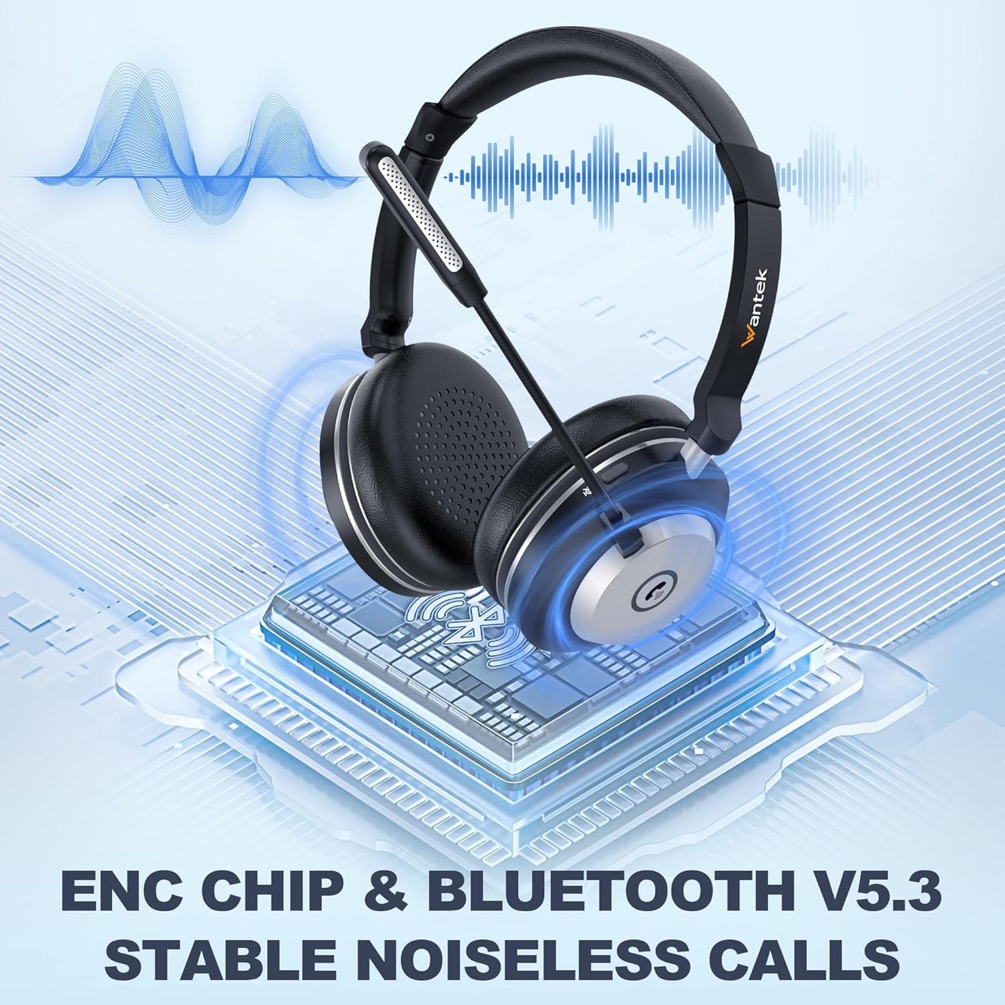 Cuffie Con Microfono, Cuffie Wireless 882BT Con Stazione Di Ricarica, V5.2 Bluetooth Con Microfono Di Cancellazione Del Rumore E Dongle USB, Compatibile Con Computer Laptop Teams