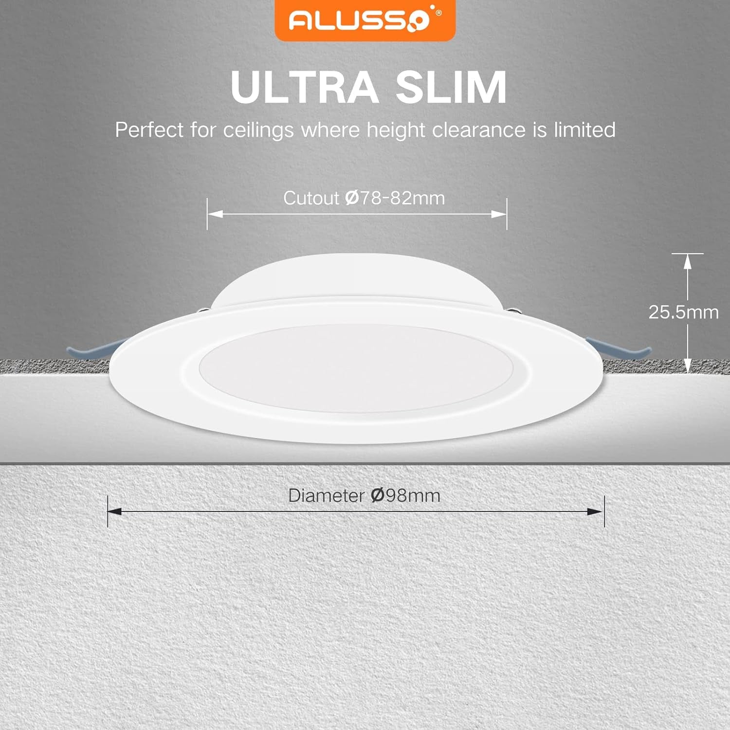 Faretti LED Da Incasso per Cartongesso, 4W 230V Bianco Freddo 6500K IP44 Ultrasottili 25Mm Rotondi Bianco Luci Da Incasso per Bagno Cucina, Diametro 98Mm, Diametro Foro 75-90Mm, Set Di 6