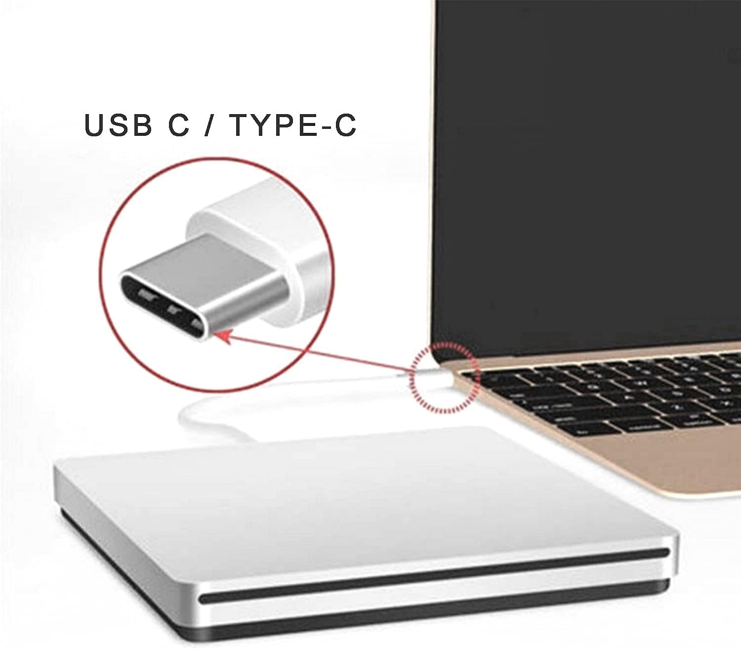 Lettore CD DVD Di Tipo C Esterno Ultrasottile E Inalazione Automatica Unità CD/DVD Esterne Compatibile Con Macbook, Dell XPS E Altri Laptop USB C