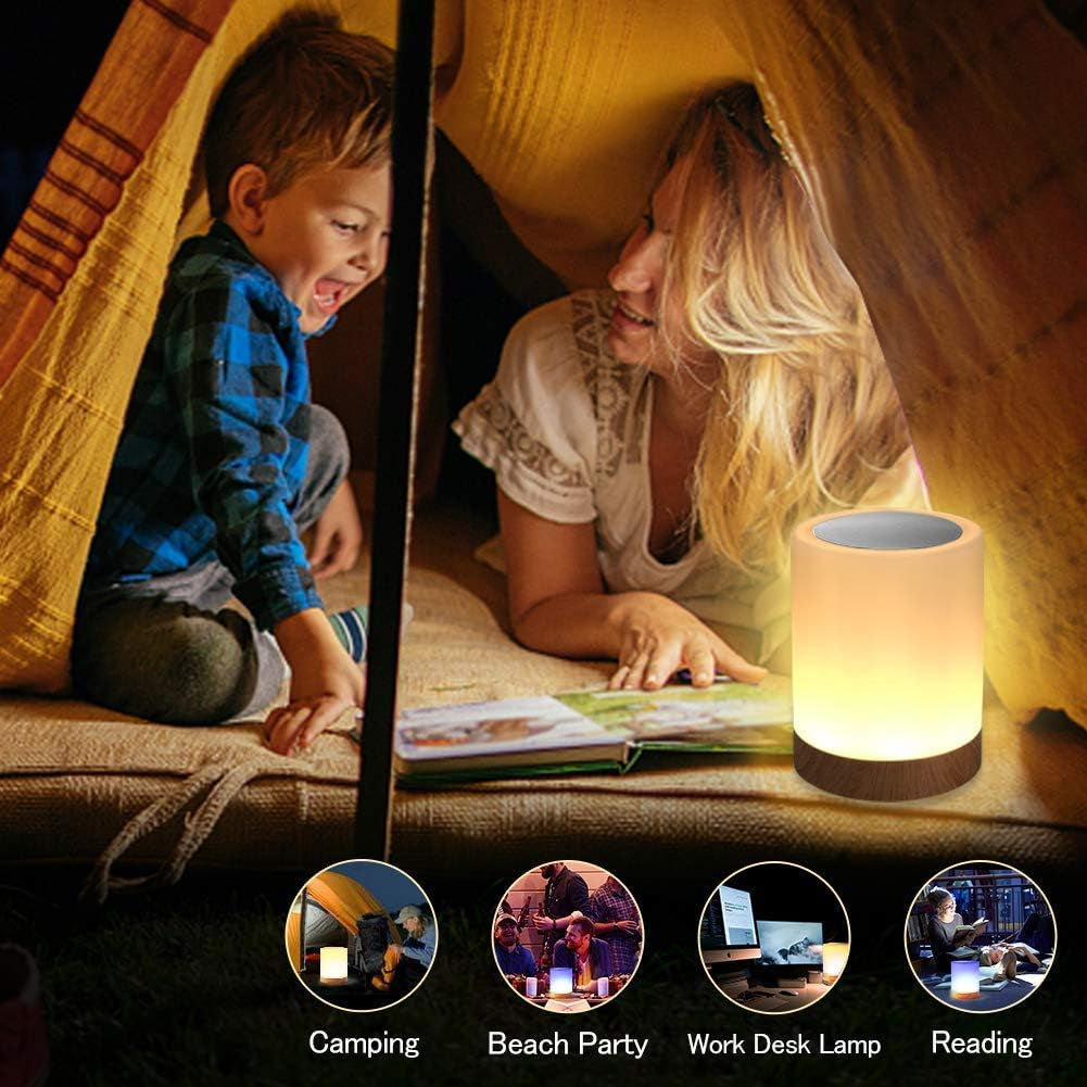 Luce Notturna LED, Lampada Da Comodino Intelligente, Controllo Tattile, Dimmerabile, USB Ricaricabile, Portatile, Colore Che Cambia RGB per Bambini, Camera Da Letto, Campeggio, ABS (Bianco Caldo)