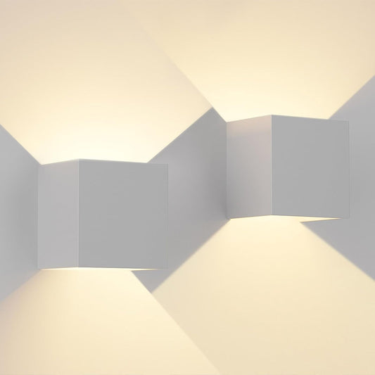Applique Da Parete Interno, Applique Da Esterno, 12W Applique LED Da Parete Interno, 3000K Luce Bianca Calda, Fascio Regolabile, Bianco Applique LED Da Esterno, IP65 Lampada Da Esterno 2 Pezzi