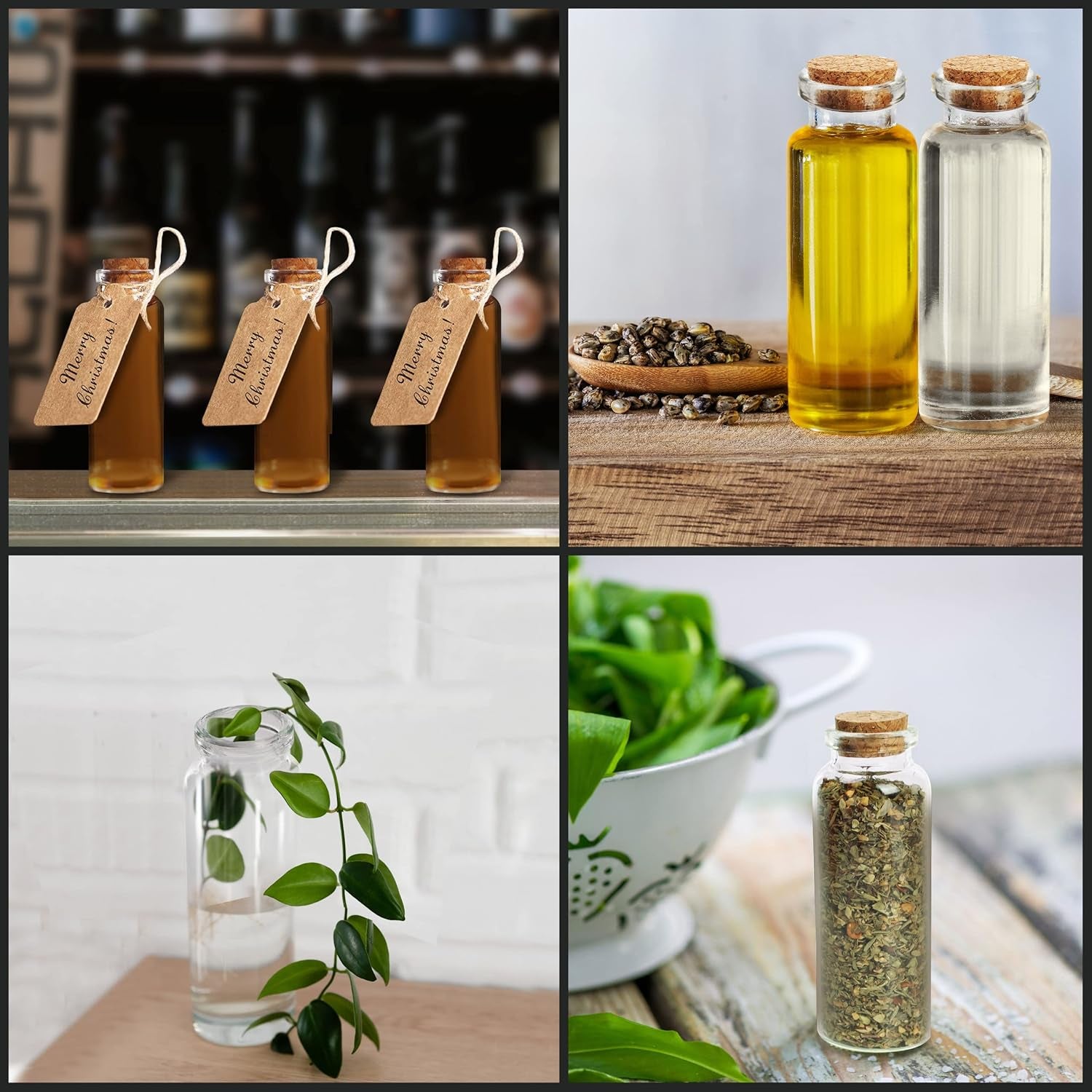 Confezione Da 36 Set Barattolini Vetro Piccoli Con Tappo Sughero - 30 Ml - Mini Barattoli Porta Spezie Ermetici, per Bomboniere, Marmellata E Feste