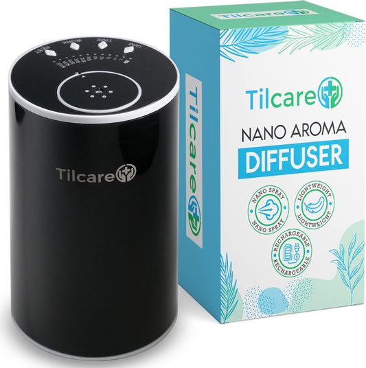 Diffusore Di Olio Essenziale Nano Senza Acqua per Aromaterapia, Diffusore Di Profumi per Ambienti E Auto Deodorante Senza Fili, Ricaricabile, Diffusore Terapeutico per Casa E Viaggio - Nero