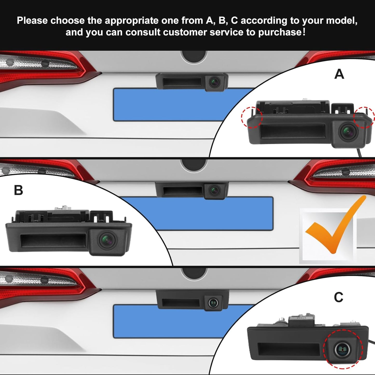 170 Gradi Telecamera Retromarcia per Vw/Audi/Skoda, AHD&CVBS IP67 Impermeabile Visione Notturna Auto Tronco Maniglia Telecamera Posteriore per Tiguan Touran PASSAT per Audi A3 A4L