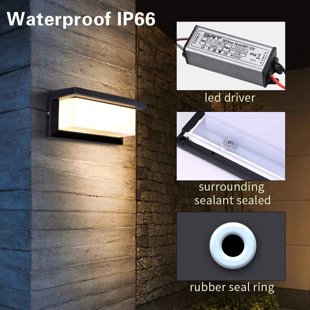 Applique Esterno, IP66 Impermeabile Lampada Da Parete, 18W 3000K LED per Balcone, Veranda, Via, Garage Terrazzo Corridoio, Giardino (Bianco Caldo)