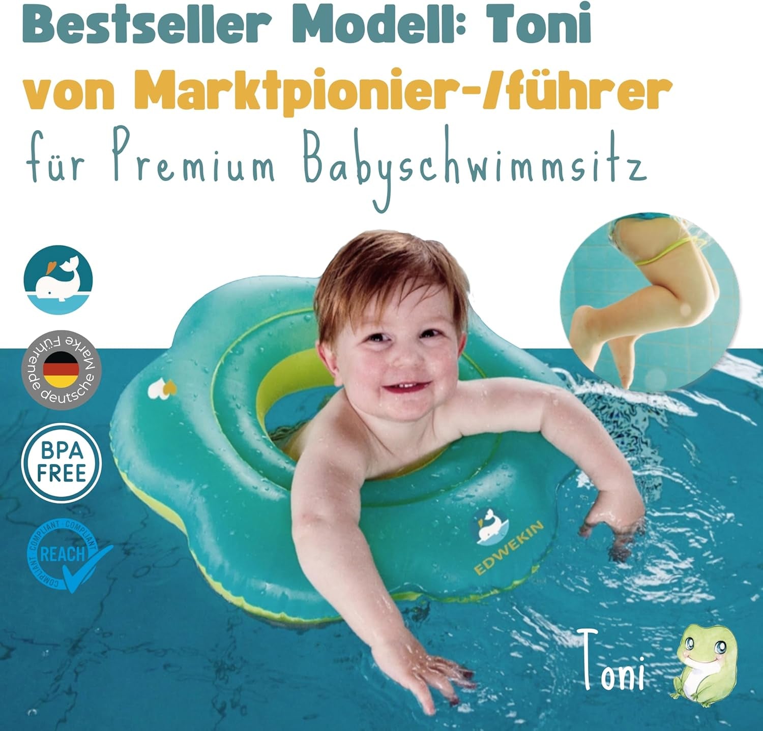 Anello da nuoto per bambini EDWEKIN®, ausilio per il nuoto che cresce con il bambino, seggiolino da nuoto per bambini piccoli, galleggiante per bambini, anello da nuoto per bambini da 6 mesi a 3 anni