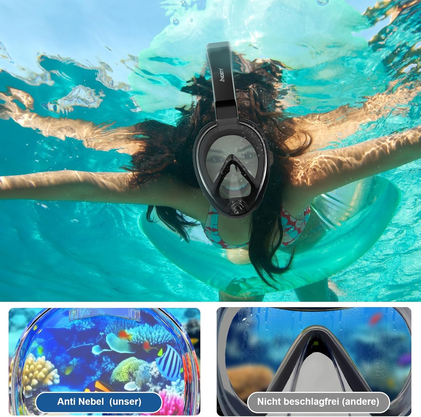 Maschera Da Snorkeling per Adulti | Protezione Contro La CO2 | Maschera Completa per Lo Snorkeling | Set Alternativa | Maschera Integrale per Snorkeling per Adulti