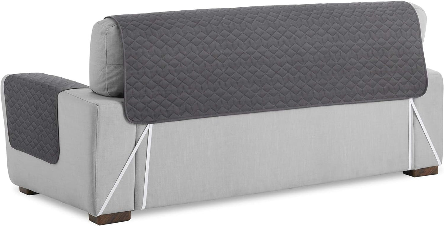 Textilhome - Copridivano Salvadivano Chaise Longe CIRCUS - Color Grigio - BRACCIOLO DESTRO - Protezione per Divani Imbottiti - Dimencione 200Cm -(VISTO DI FRONTE).