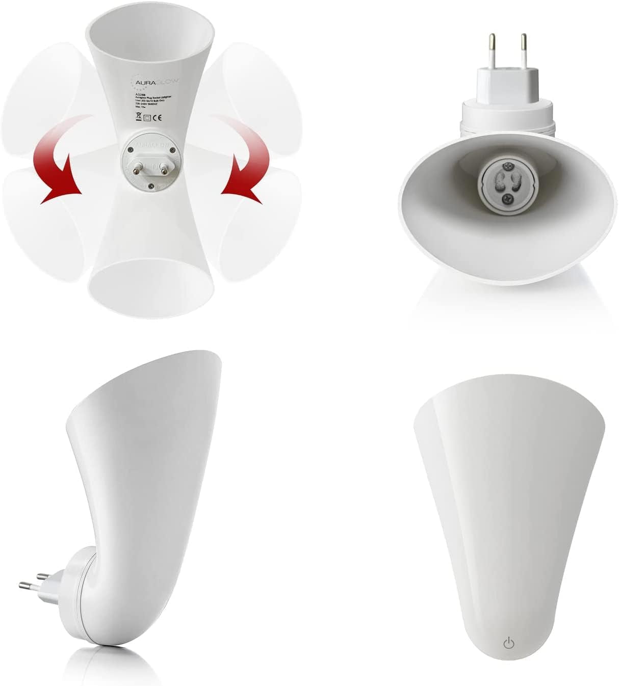 Plugin GU10 Faretto Uplighter Wall Sconce Wash Light Presa Di Corrente Lampada Uplight - Lampadina LED NON Inclusa