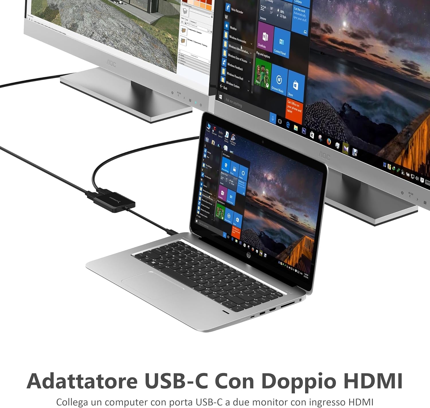 Adattatore Da USB Tipo C a Doppio HDMI [Compatibile Solo Con I Sistemi Windows] (DA-UCDH)