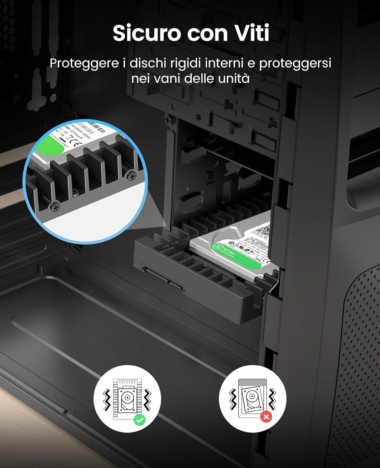 Telaio Di Montaggio per Dischi Rigidi 5 Pezzi Adattatore Hard Disk Interno Da 2,5" a 3,5" Staffe Di Montaggio Rimovibili per 2,5 Pollici SATA HDD O SSD Incluse Viti -1125SS-5