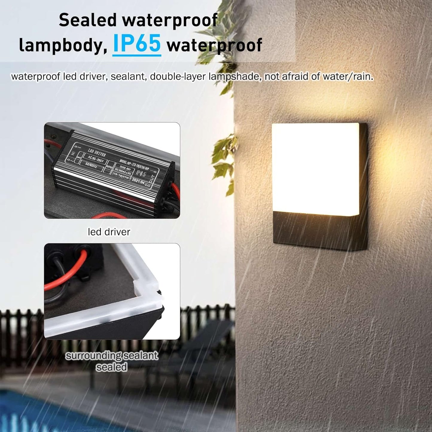 Applique Da Parete Esterno 18W Lampada Da Parete Led Esterna Impermeabile IP65 Luce a Muro in Alluminio Esterni Luci Da Parete per Balcone Giardino Veranda Garage Patio 3000K - Bianco Caldo