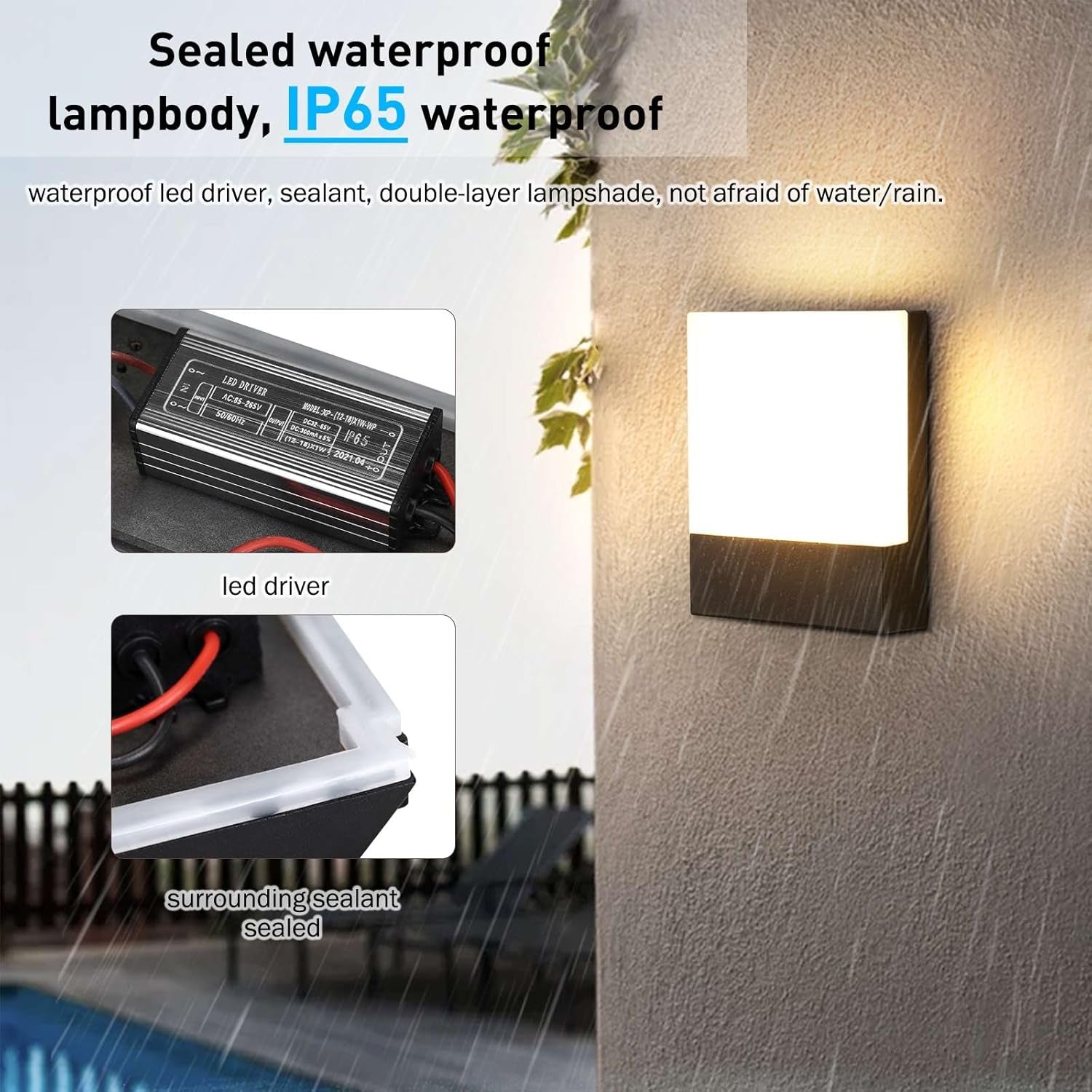 Applique Da Parete Esterno 18W Lampada Da Parete Led Esterna Impermeabile IP65 Luce a Muro in Alluminio Esterni Luci Da Parete per Balcone Giardino Veranda Garage Patio 3000K - Bianco Caldo