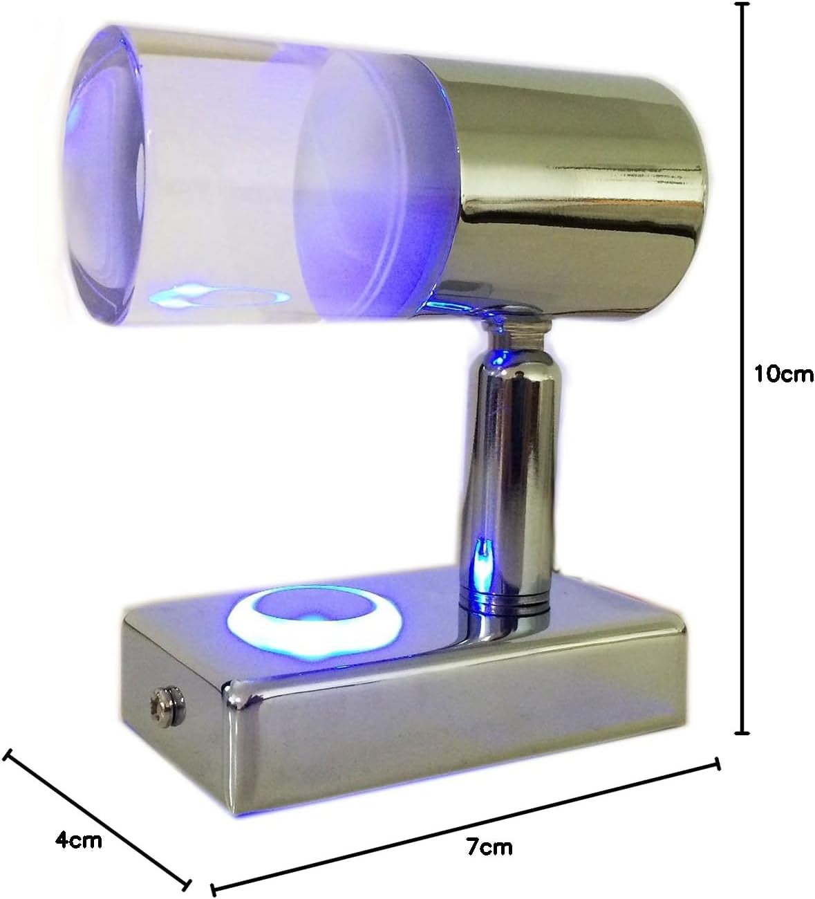 , 2X 12V 3W A2 Faretto a Soffitto/Parete, Finitura Cromata, Luce Girevole per Lettura E Girevole Con Interruttore Tattile Luce Bianca/Blu Calda Dimmerabile per Yacht, Camper