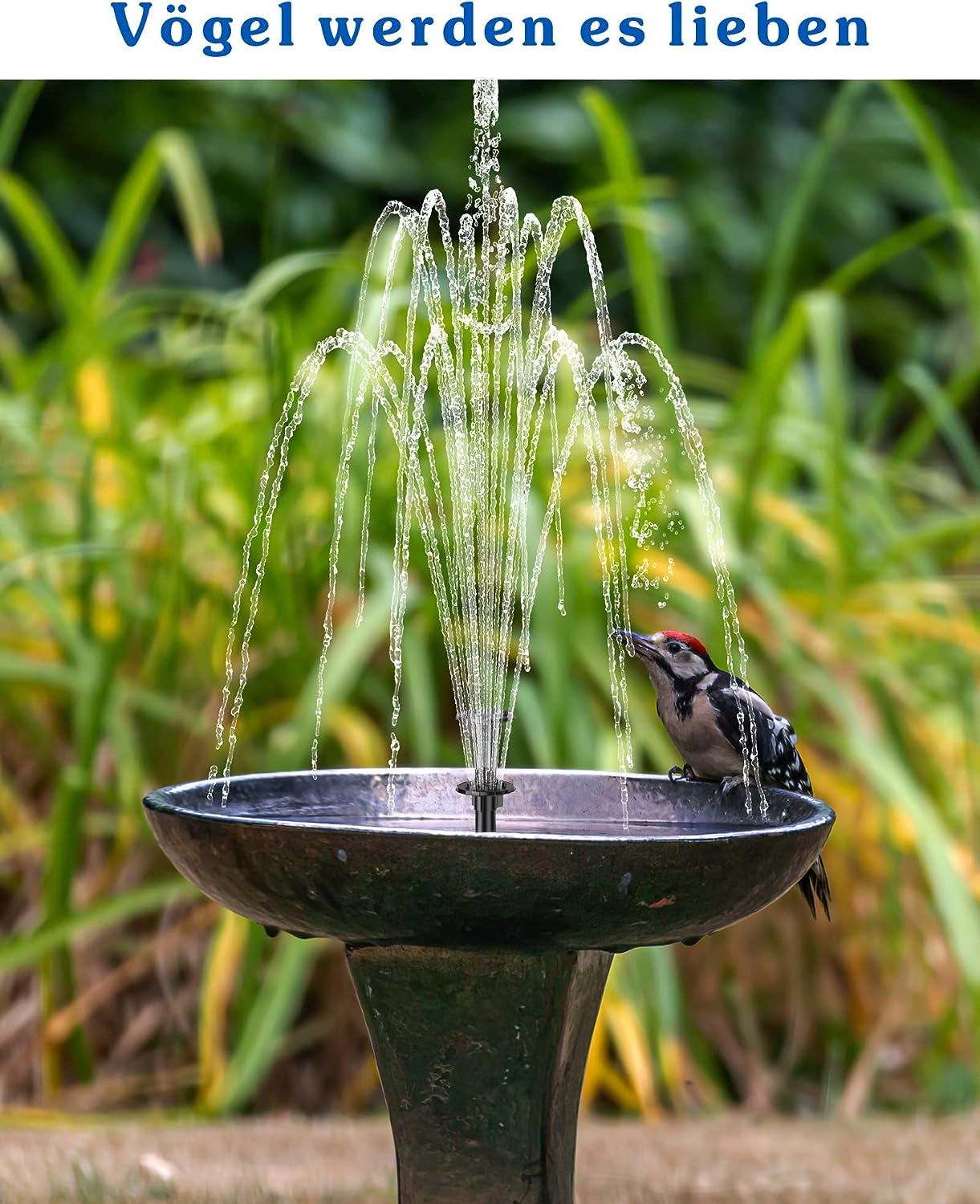 Fontana Solare Da Giardino, Pompa Acqua Solare Da Esterno Da 7.5 W Con Batteria Da 3600 Mah 139 GPH Tubo Da 1,5 M Con 10 Ugelli Bagno per Uccelli Fai Da Te Piccoli Stagni Piscina Da Giardino