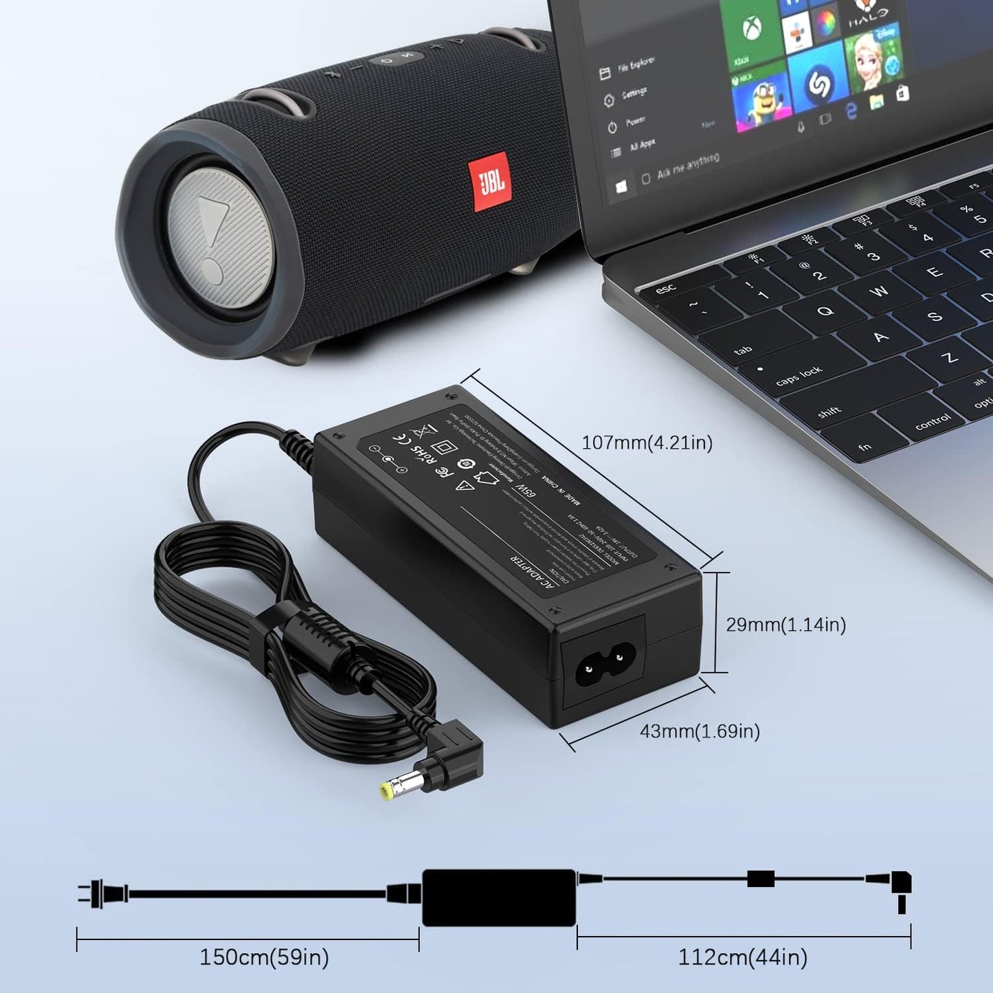 JBL Xtreme 2 - Cavo Di Ricarica per JBL Xtreme 1, JBL Xtreme 2, JBL Boombox 1 2, JBL Xtreme 2 Special Edition, FUGOO XL Bluetooth Speaker Box, 19 V, 3,42 A, Alimentatore Di Rete, 5,5 X 2,5 Mm
