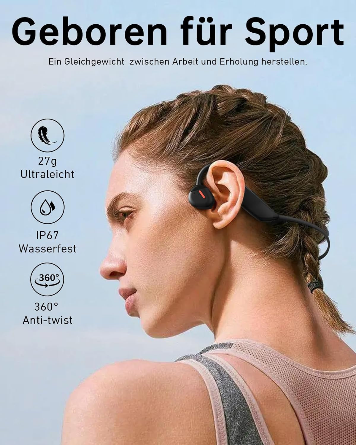 Cuffie Bluetooth Sport, Auricolari Wireless Bluetooth 5.3 Impermeabile IP67, Cuffie Wireless Bluetooth Ultraleggero 27G per Corridori in Bicicletta Palestra Corsa Lavoro