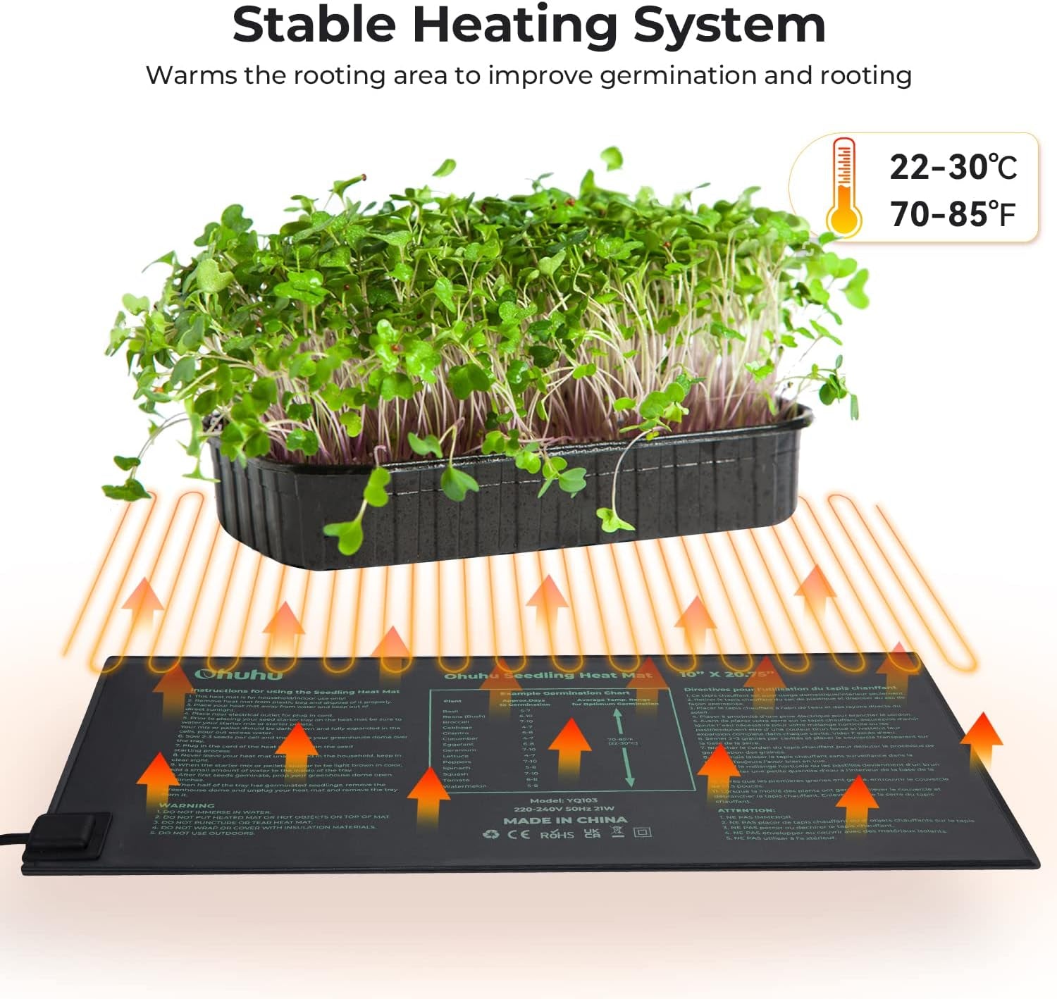 Tappetino Riscaldante Tappeti Riscaldanti per Animali Idroponica 2 Pezzi, 21 Watt Tappeto Piastra Riscaldante per Serra Germinazione Giardino Idroponica Rettile Terrario, 25X52 Cm