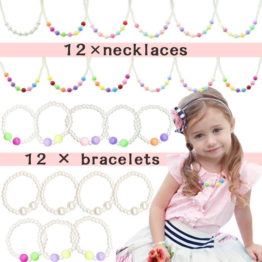 Set Di 84 Pezzi Di Accessori per Feste Di Tè E Feste, Clip per Capelli, Collane Di Perle, Bracciali, Portachiavi, Perline Teiera, Sacchetti Regalo, Accessori per Bambini E Ragazze, Regalo Di