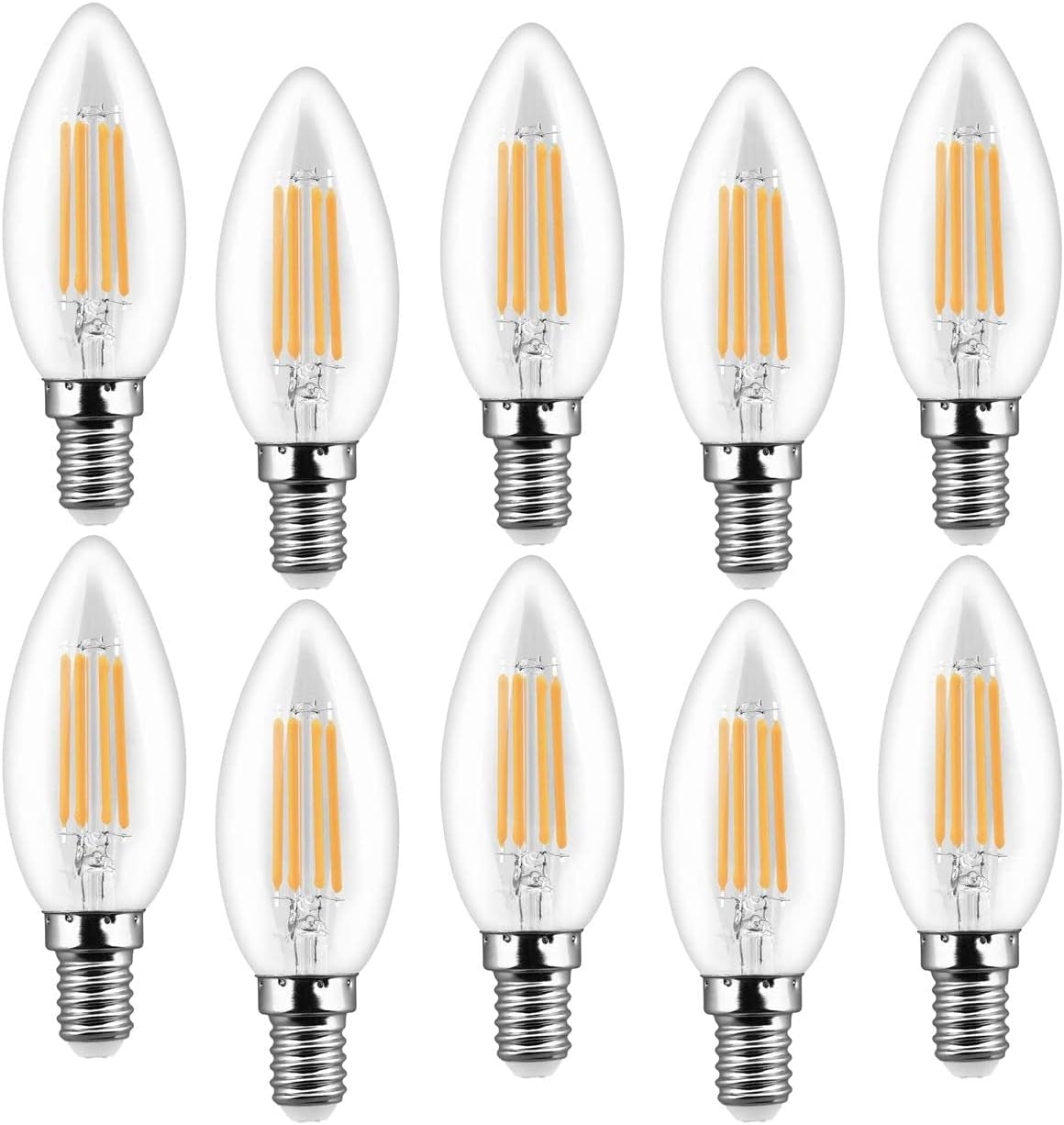 - 10 Lampadine Led E14 Luce Calda - Lampadina E14 Luce Calda 4W - Lampadina Vintage Risparmio Energetico - Luce Led Eco Friendly Lampadine a Led